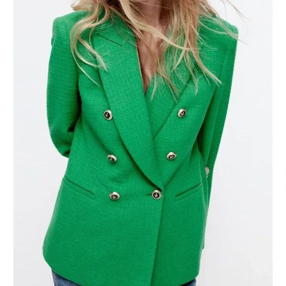 Zara Jackets Coats Zara Textured Double Breasted Blazer